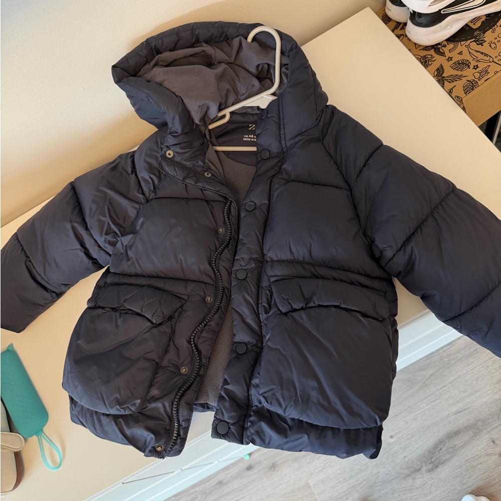Zara Charcoal Gray Puffer Coat